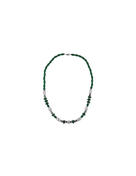necklace wood green chrome matte
