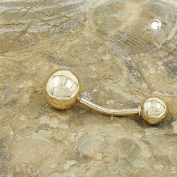 belly button piercing bananabell 21x7mm large ball and sphere shiny 14k gold