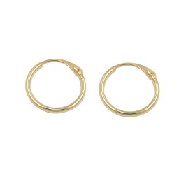 hoop earrings 1x1mm wire hoop with plug-in closure shiny 9kt gold