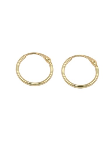 hoop earrings 1x1mm wire hoop with plug-in closure shiny 9kt gold