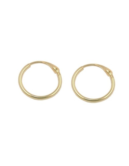 hoop earrings 1x1mm wire hoop with plug-in closure shiny 9kt gold