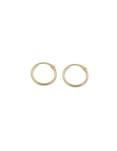 hoop earrings 1x1mm wire hoop with plug-in closure shiny 9kt gold