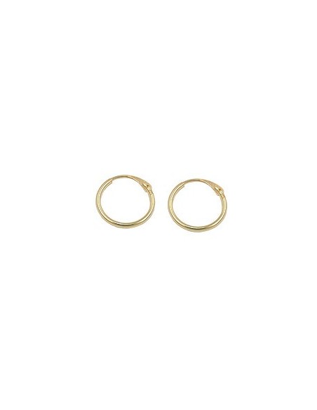 hoop earrings 1x1mm wire hoop with plug-in closure shiny 9kt gold