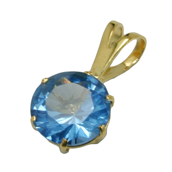 pendant 15x8mm artificial aquamarine 9k gold