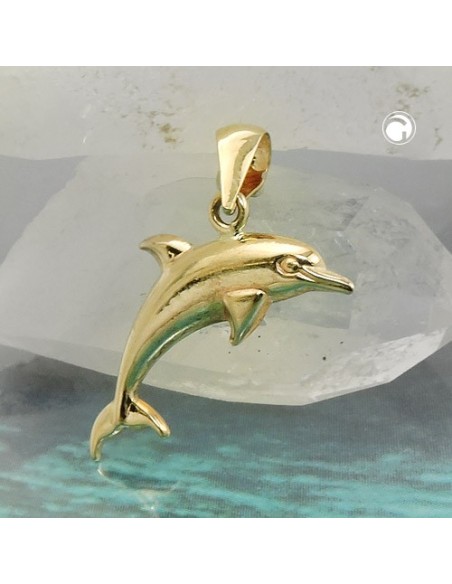 pendant 18x8mm dolphin shiny 9k gold