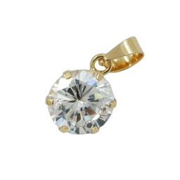 pendant 8mm cubic zirconia white round 9kt gold