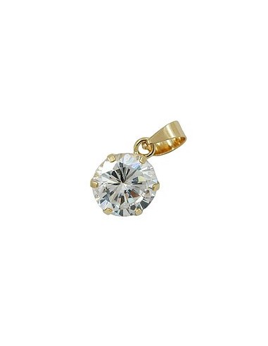 pendant 8mm cubic zirconia white round 9kt gold