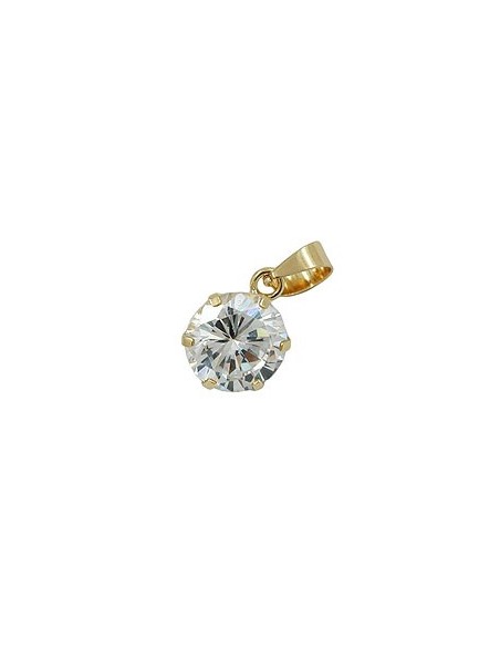 pendant 8mm cubic zirconia white round 9kt gold