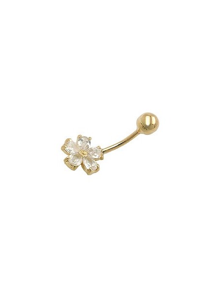 belly button piercing bananabell 23x10mm flower cubic zirconia shiny 9k gold