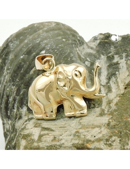 pendant 15x12mm elephant shiny 9k gold