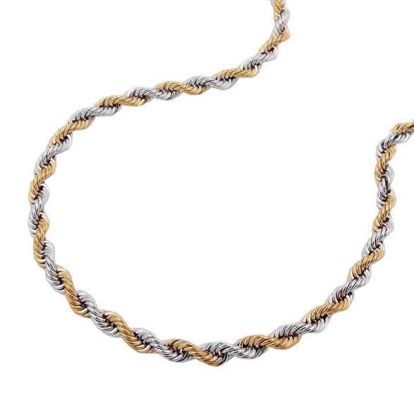 bracelet 2.8mm french rope chain bicolor 14k gold 21cm