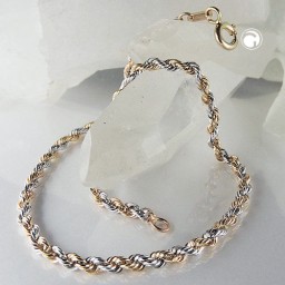 bracelet 2.8mm french rope chain bicolor 14k gold 21cm