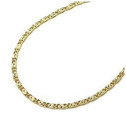 necklace s-curb 2xdiamond cut 14k gold