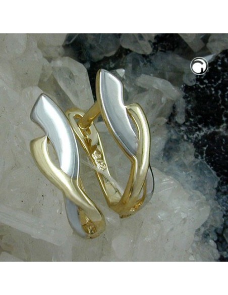 hoop earring 13x4mm hinged hoops creole bicolor 9k gold