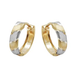 hoop earrings 12x3mm hinged hoop bicolor rhodium plated 9k gold