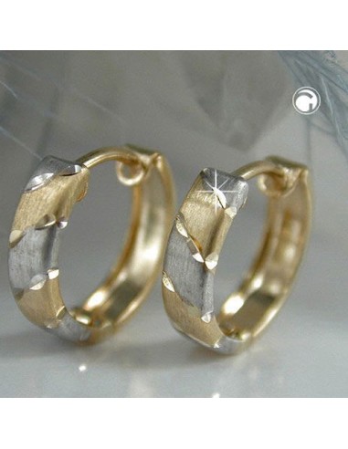 hoop earrings 12x3mm hinged hoop bicolor rhodium plated 9k gold