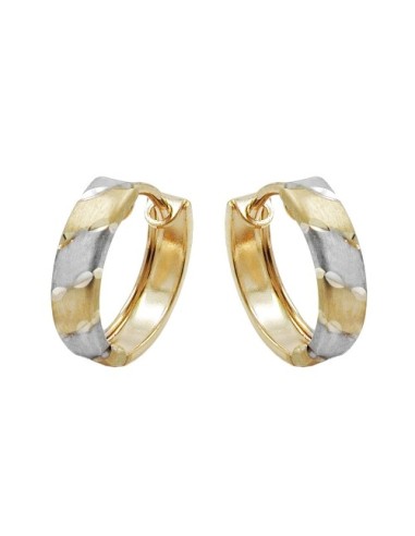 hoop earrings 12x3mm hinged hoop bicolor rhodium plated 9k gold