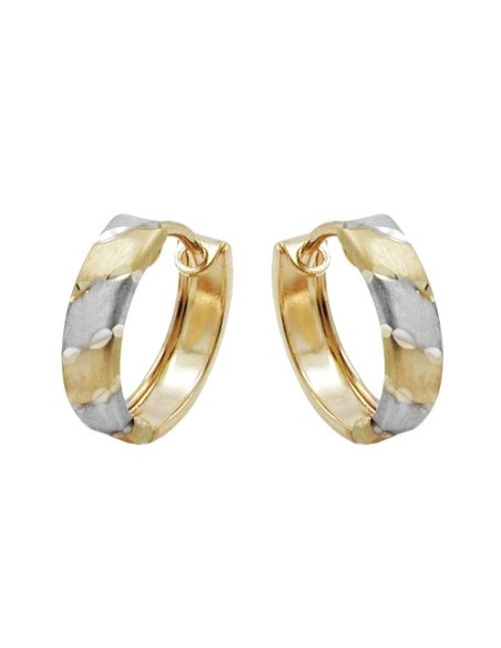 hoop earrings 12x3mm hinged hoop bicolor rhodium plated 9k gold