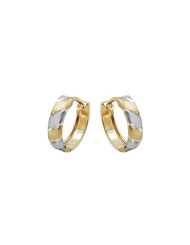 hoop earrings 12x3mm hinged hoop bicolor rhodium plated 9k gold