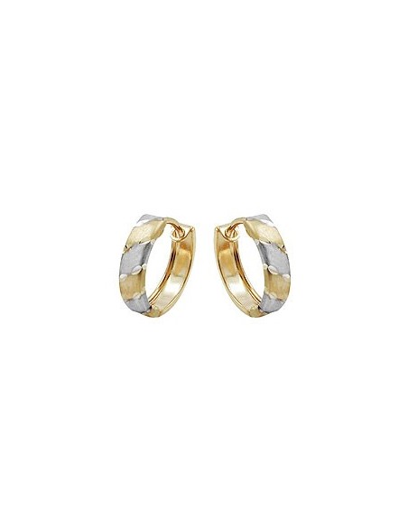 hoop earrings 12x3mm hinged hoop bicolor rhodium plated 9k gold