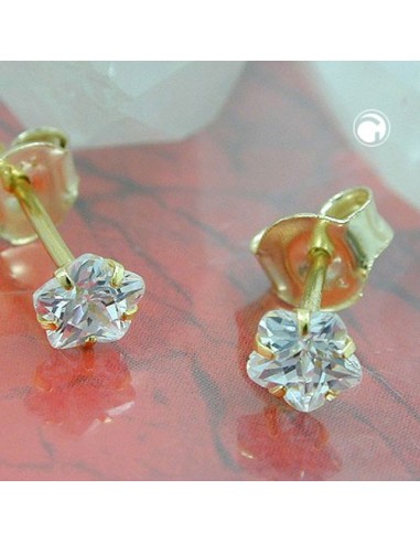 stud earrings 4mm zirconia in flower shape 9k gold