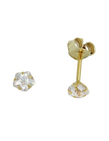 stud earrings 4mm zirconia in flower shape 9k gold