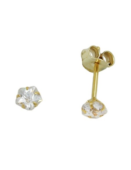 stud earrings 4mm zirconia in flower shape 9k gold