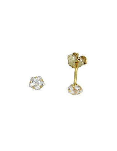 stud earrings 4mm zirconia in flower shape 9k gold