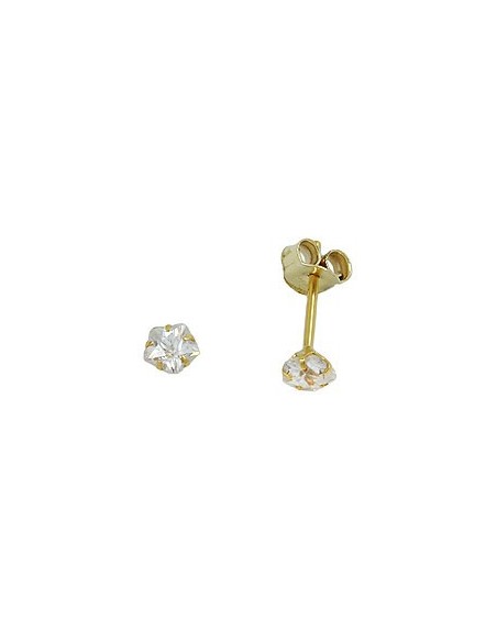 stud earrings 4mm zirconia in flower shape 9k gold