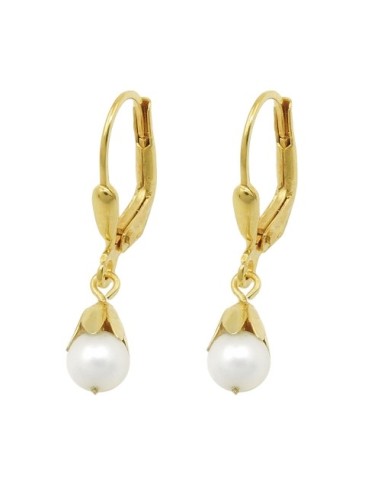 leverback earrings short dangle 25x5mm freshwater pearl 9k gold