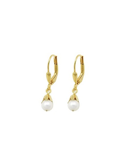 leverback earrings short dangle 25x5mm freshwater pearl 9k gold