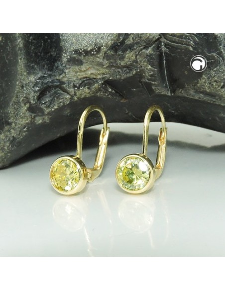 leverback earrings 15x7mm cubic zirconia green 9k gold