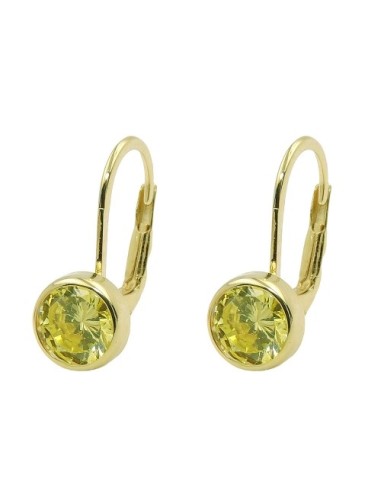 leverback earrings 15x7mm cubic zirconia green 9k gold