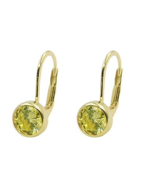 leverback earrings 15x7mm cubic zirconia green 9k gold