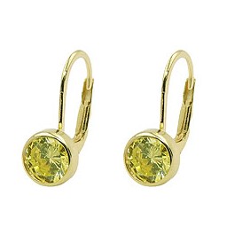 leverback earrings 15x7mm cubic zirconia green 9k gold