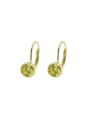 leverback earrings 15x7mm cubic zirconia green 9k gold