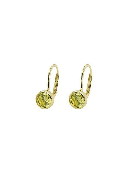leverback earrings 15x7mm cubic zirconia green 9k gold