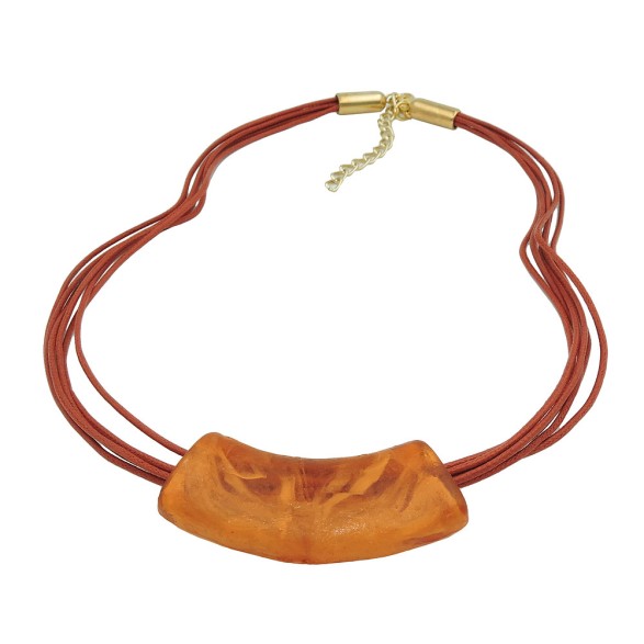 necklace tube flat curved rust-red