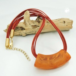 necklace tube flat curved rust-red