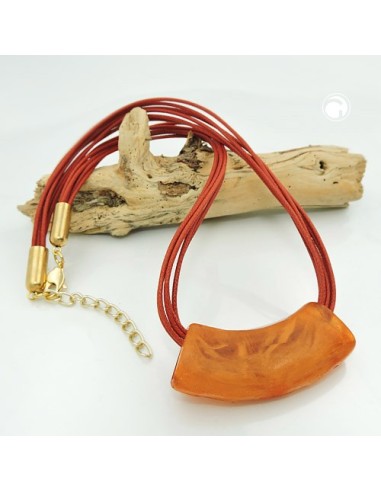 necklace tube flat curved rust-red