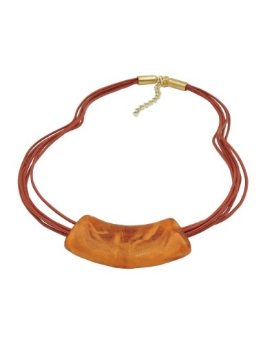 necklace tube flat curved rust-red