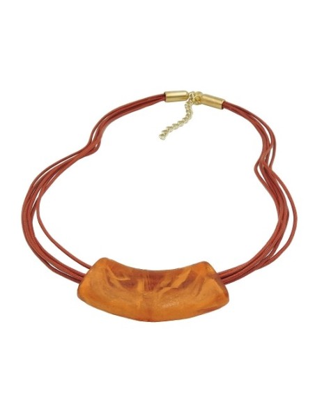 necklace tube flat curved rust-red