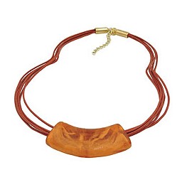 necklace tube flat curved rust-red