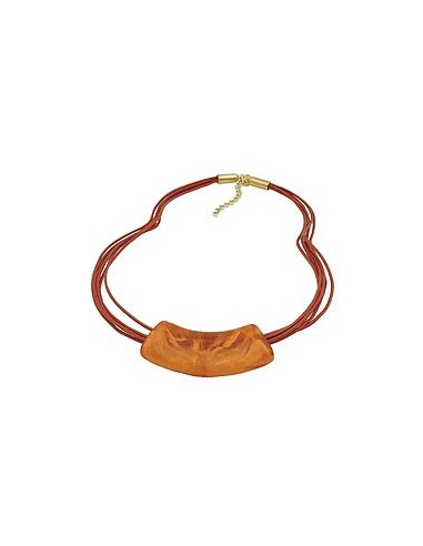 necklace tube flat curved rust-red