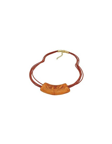 necklace tube flat curved rust-red