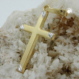 pendant 22x13mm cross bicolor matt 9k gold