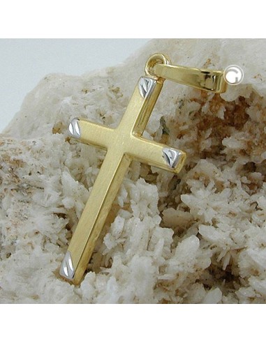pendant 22x13mm cross bicolor matt 9k gold