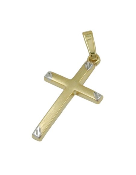 pendant 22x13mm cross bicolor matt 9k gold