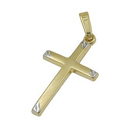 pendant 22x13mm cross bicolor matt 9k gold