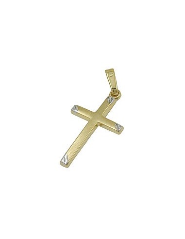 pendant 22x13mm cross bicolor matt 9k gold
